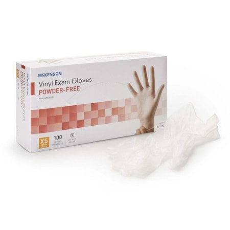 Mckesson Disposable Gloves, Exam Grade, Vinyl, Beaded Cuff, Powder-Free, XS, 100 PK, Clear 14-112